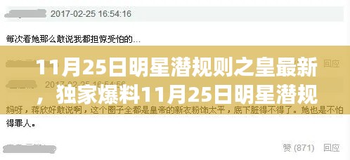 独家揭秘，11月25日明星潜规则内幕大曝光，光环背后的神秘故事一网打尽！