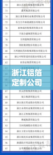 浙江铝箔定制公司排行榜揭晓，权威排名，专业企业一览无余！