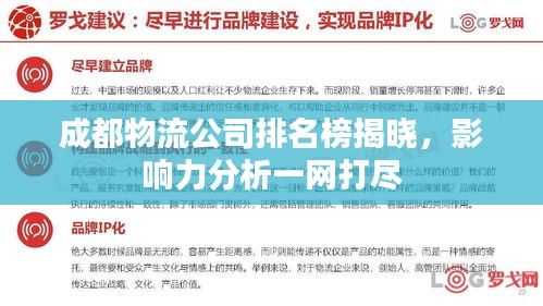 成都物流公司排名榜揭晓，影响力分析一网打尽