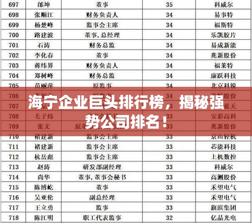 海宁企业巨头排行榜，揭秘强势公司排名！