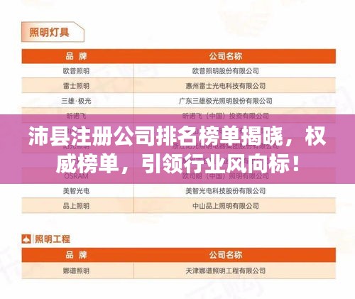 沛县注册公司排名榜单揭晓，权威榜单，引领行业风向标！