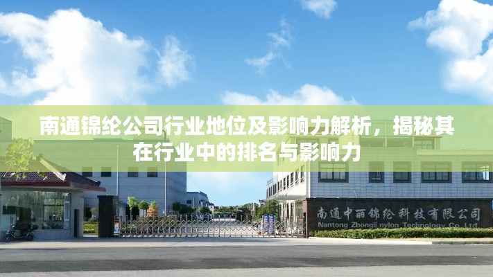 南通锦纶公司行业地位及影响力解析，揭秘其在行业中的排名与影响力